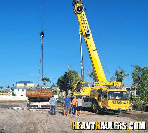 Wilson conveyor trailer shipped on an RGN.