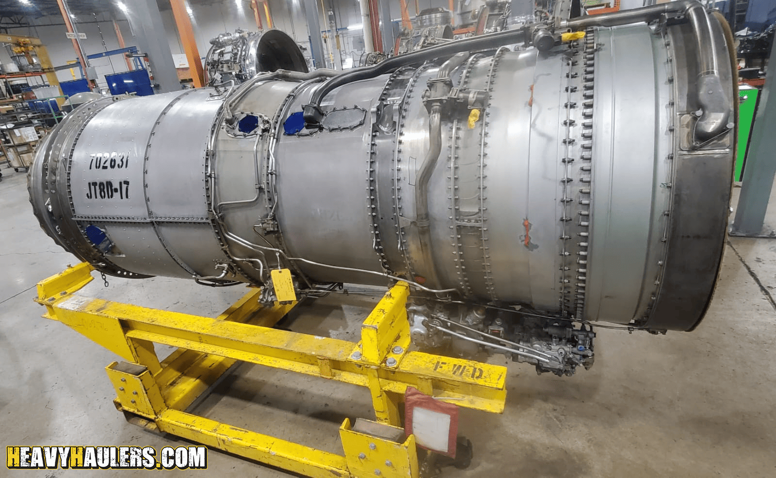 Jet engine prepared for loading.