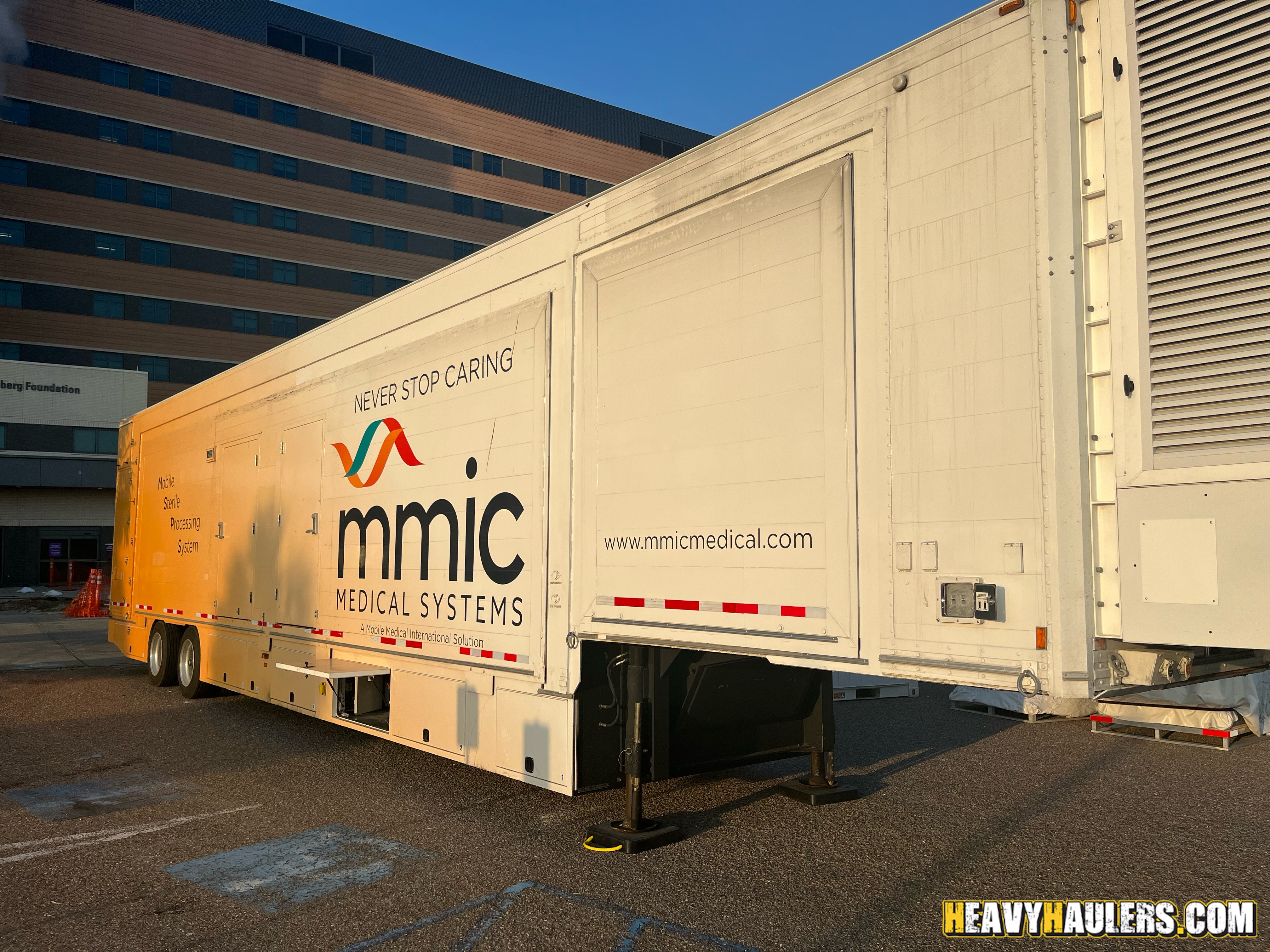 Mobile sterile processing unit shipped on a trailer.